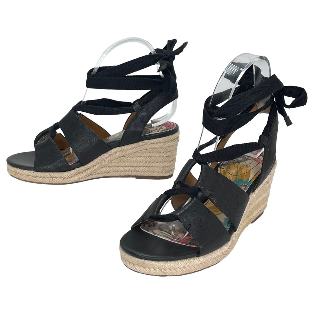 Patricia Nash Riva Black Leather Tie Up Womens Espadrille Sandals Size 7.5M - Picture 10 of 14